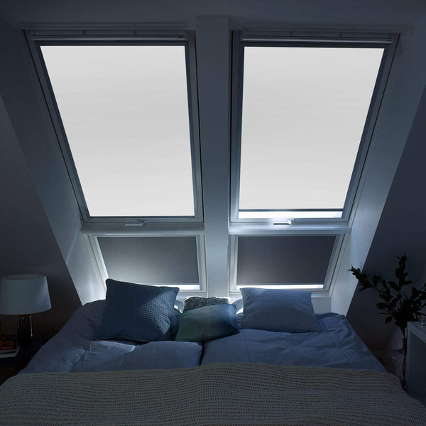 Hengda Verdunkelungsrollo Blickdicht Grau Dachfensterrollo 100% Verdunkelung Silberner Aluminiumrahmen für Dachfenster Thermo-Rollo 206 (49.6*96.3cm)