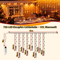 Hengda Eiszapfen Lichterkette, mit Fernbedienung, Außen, 8 Modi & Timer, Weihnachtsdeko