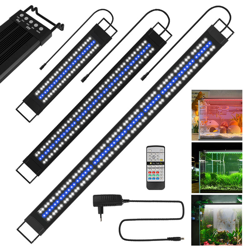 Hengda LED Aquarium Beleuchtung, 24/7 Modus, wasserdicht, 55-150cm, Aufsetzleuchte Vollspektrum Licht