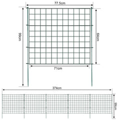 Hengda Teichzaun Gartenzaun Steckzaun, Zaunelemente metall Gitterzaun Set ür den Garten, Freigehege
