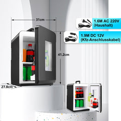 Hengda 2in1 Mini Kühlschrank Kühlbox 15L, Tragbarer Kühl- und Heizkühlschrank mit 220V AC/12V DC für den Auto- und Heimgebrauch [Energieklasse F]