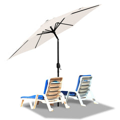 Hengda Sonnenschirm 270 cm Gartenschirm knickbar, Strandschirm strand Neigungswinkel und Höhe verstellbar, beidseitig um 30° Kippbar, ohne Ständer