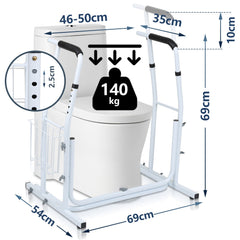 Hengda Mobile Toiletten Aufstehhilfe, Toilettengestell mit Ablagekorb, Höhenverstellbar WC Stützgestell, Toilettenstützgestell für Senioren, Deaktiviert, Schwangere