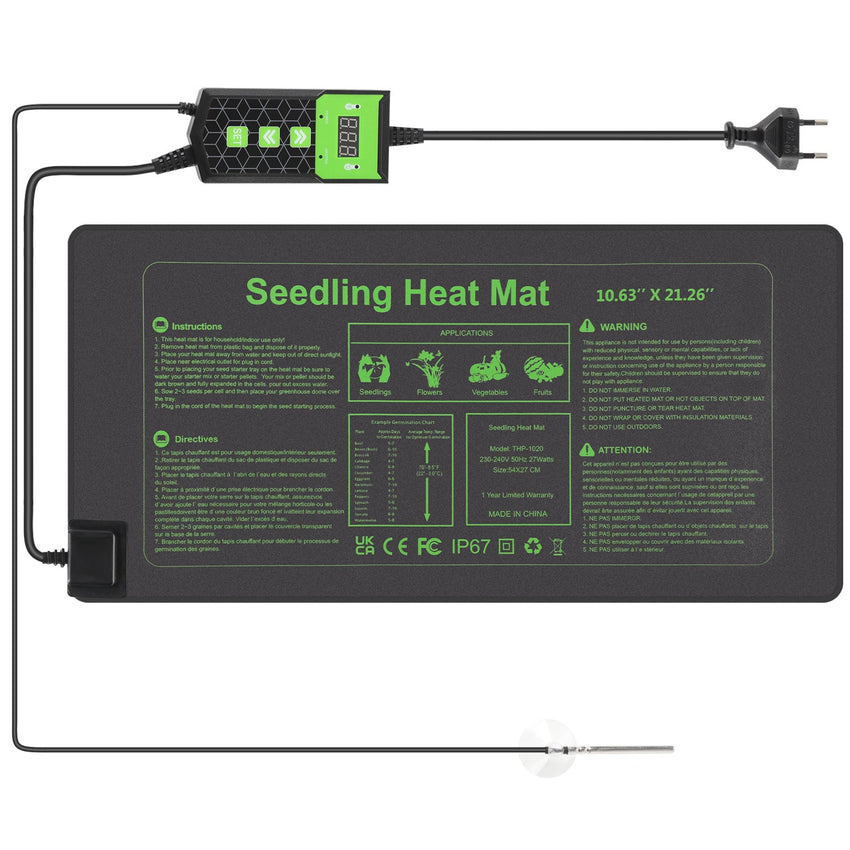 Hengda Heizmatte Pflanzen mit Thermostat, Wärmematte, IP67 Wasserdicht, 27W/55W
