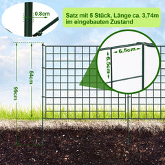 Hengda Teichzaun Gartenzaun Steckzaun, Zaunelemente metall Gitterzaun Set ür den Garten, Freigehege