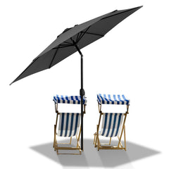 Hengda Sonnenschirm 270 cm Gartenschirm knickbar, Strandschirm strand Neigungswinkel und Höhe verstellbar, beidseitig um 30° Kippbar, ohne Ständer