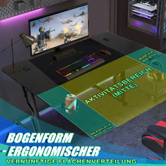 Hengda Gaming Schreibtisch 120/140 cm, Gaming Tisch mit LED, Computertisch