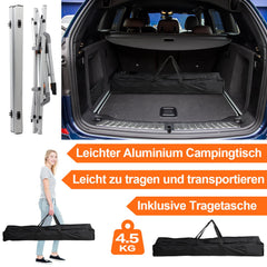 Hengda Campingtisch Klapptisch Höhenverstellbar, Campingtisch Klappbar, Camping Tisch mit Aufrollbarer Tischplatte und Tragetasche, Aluminiumrahmen