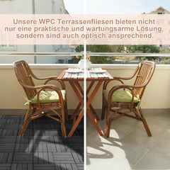 WPC Terrassenfliesen, 30x30 cm/30x60 cm Balkon Bodenfliese, Gartenfliesen mit Klick-System, Terrassendielen Balkonfliesen Klickfliesen, Anthrazit, Braun