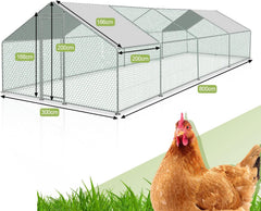 Hengda Hühnerstall, 3 * 8 * 2m Metall Freilaufgehege Freigehege, Hühnerkäfig Kleintierstall Voliere mit Dachplane, Heimtiergehege