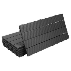 WPC Terrassenfliesen, 30x30 cm/30x60 cm Balkon Bodenfliese, Gartenfliesen mit Klick-System, Terrassendielen Balkonfliesen Klickfliesen, Anthrazit, Braun