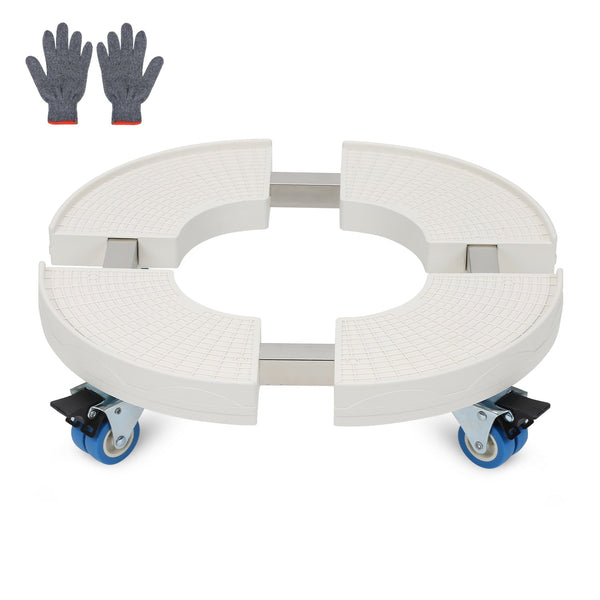 Hengda Pflanzenroller rund mit Handschuhen, Ø 38cm bis 52cm, Blumentopf Rolluntersetzer mit Rollen Blumenroller