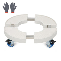 Hengda Pflanzenroller rund mit Handschuhen, Ø 38cm bis 52cm, Blumentopf Rolluntersetzer mit Rollen Blumenroller