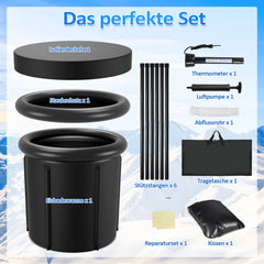 Hengda Eisbaden Tonne mit 5 Isolierschichten, Eisfass Eisbad Outdoor mit Abdeckung, Aufblasbare Eistonne-Set für Zuhause, Freistehend Ice Bath Eiswanne