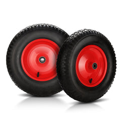 Hengda Schubkarrenrad, 4.80/4.00-8 - 200 kg Tragkraft, Gummirad mit Achse & Kugellager, Ø 390 95mm Ersatzrad Luftreifen für Gartenkarren