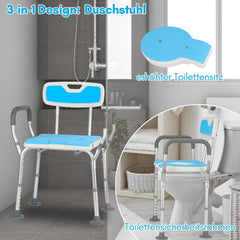 Hengda 3 in 1 Duschhocker & Toilettenstuhl für Senioren, 36-52cm Höhenverstellbar Toilettensicherheits,Rahmen erhöhter Toilettensitz Badhocker für Erwachsene