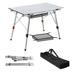Hengda Campingtisch Klapptisch Höhenverstellbar, Campingtisch Klappbar, Camping Tisch mit Aufrollbarer Tischplatte und Tragetasche, Aluminiumrahmen