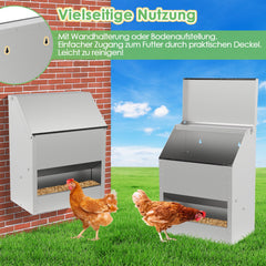 Hengda Hühnerfutterautomat, Futterspender Hühner, 4.5/11.5kg, mit Deckel & Wandhalterung