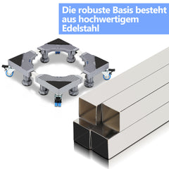 Hengda Waschmaschinen Untergestell, 41-65cm 8 Füße und 4 Räder,  Verstellbare Waschmaschine Sockel, Podeste & Rahmen für Gefrierschrank