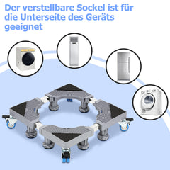 Hengda Waschmaschinen Untergestell, 41-65cm 8 Füße und 4 Räder,  Verstellbare Waschmaschine Sockel, Podeste & Rahmen für Gefrierschrank