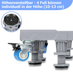 Hengda Waschmaschinen Untergestell, 41-65cm 8 Füße und 4 Räder,  Verstellbare Waschmaschine Sockel, Podeste & Rahmen für Gefrierschrank