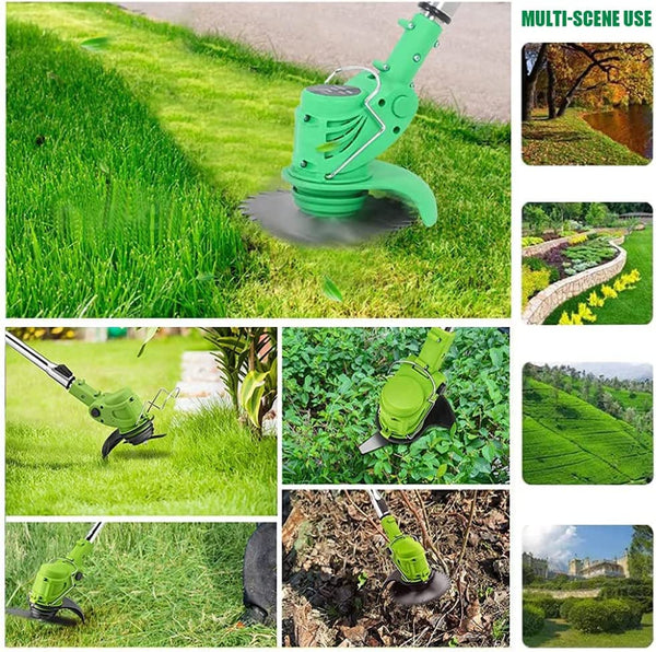 Hengda Gartenstrimmer Kabelloser Teleskop-24-V-Grasschneider Elektrischer 3-in-1-Rasenkantenschneider Freischneider 90°-Kopf schwenkbar für Gartenräumung von Unkraut Blumenbäumen,grün