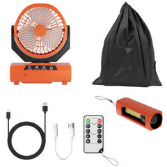 Hengda Camping ventilator mit Haken & LED-Laterne, Tragbar 20000mAh Akku 2-in-1 Zeltventilator, 270° schwenkbar 3 Geschwindigkeiten, USB Ventilator
