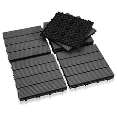 WPC Terrassenfliesen, 30x30 cm/30x60 cm Balkon Bodenfliese, Gartenfliesen mit Klick-System, Terrassendielen Balkonfliesen Klickfliesen, Anthrazit, Braun