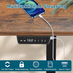 Hengda Schreibtisch, Elektrischer Höhenverstellbarer Tischgestell 3 Memory-Steuerung, Mit Tischplatte, Standing Desk