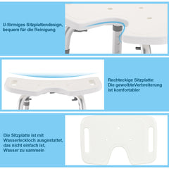 Hengda Duschhocker Duschstuhl für senioren, Höhenverstellbar Duschsitz, Duschhilfe rutschfest bis 136 kg, Hocker für Dusche, Badsitz