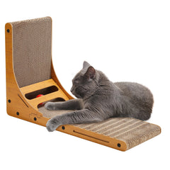 Hengda Katzen Kratzbrett L förmig Kratzpappe Kratzmatte Eckkratzbrett, 62 cm Hohe Katzenkratzbrett mit Ballspielzeug