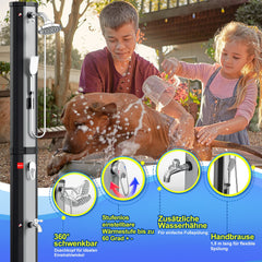 Hengda Solardusche 20/35/40 Liter Solar Gartendusche Inkl. Schutzhaube und 180° Regenduschkopf, bis 60°C, 50 PSI Wasserdruck, ohne Stromanschluss, für den Garten Urlaub und Camping