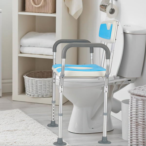 Hengda 3 in 1 Duschhocker & Toilettenstuhl für Senioren, 36-52cm Höhenverstellbar Toilettensicherheits,Rahmen erhöhter Toilettensitz Badhocker für Erwachsene