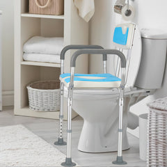 Hengda 3 in 1 Duschhocker & Toilettenstuhl für Senioren, 36-52cm Höhenverstellbar Toilettensicherheits,Rahmen erhöhter Toilettensitz Badhocker für Erwachsene