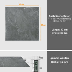 Hengda PVC Bodenbelag Selbstklebend, Vinylboden, Vinyl Laminat, 30x30cm