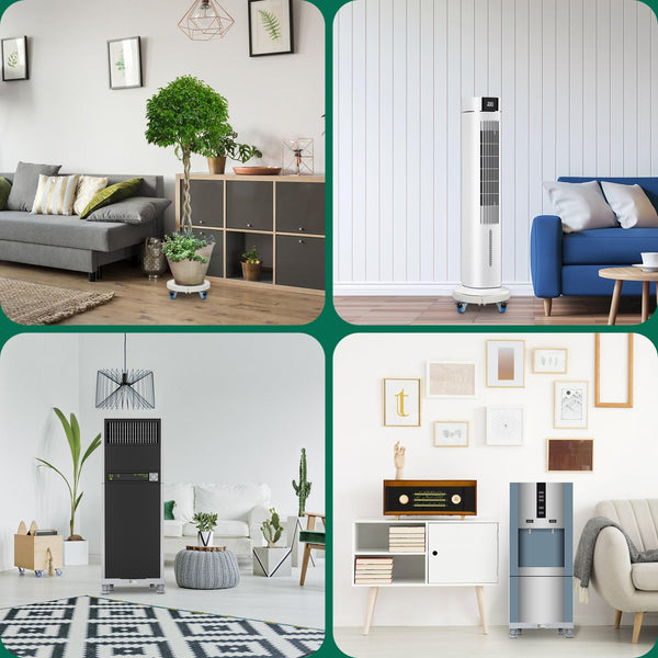 Hengda Pflanzenroller rund mit Handschuhen, Ø 38cm bis 52cm, Blumentopf Rolluntersetzer mit Rollen Blumenroller