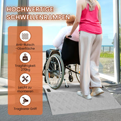 Hengda Türschwellenrampe, Rollstuhlrampe, 60/80/100cm Alu Auffahrrampe, Schwellenbrücke