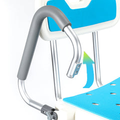 Hengda Duschstuhl mit abnehmbaren Armen und Rückenlehne, Duschhocker für senioren, Höhenverstellbar 56-69cm, bis 136 kg belastbar