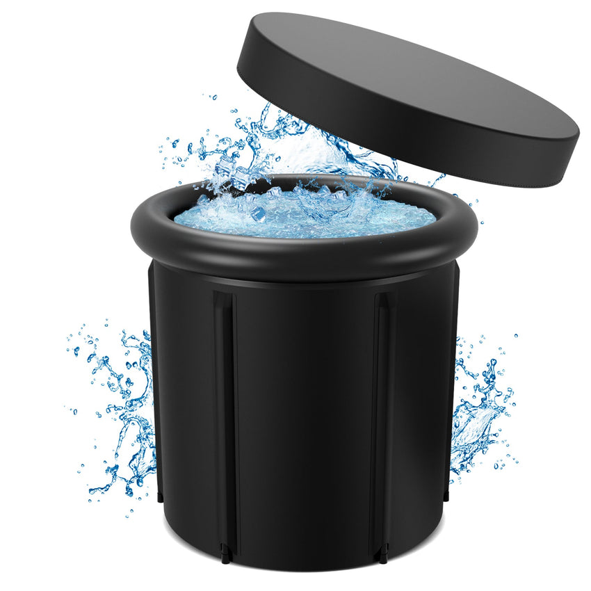 Hengda Eisbaden Tonne mit 5 Isolierschichten, Eisfass Eisbad Outdoor mit Abdeckung, Aufblasbare Eistonne-Set für Zuhause, Freistehend Ice Bath Eiswanne