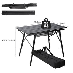 Hengda Campingtisch Klapptisch Höhenverstellbar, Campingtisch Klappbar, Camping Tisch mit Aufrollbarer Tischplatte und Tragetasche, Aluminiumrahmen