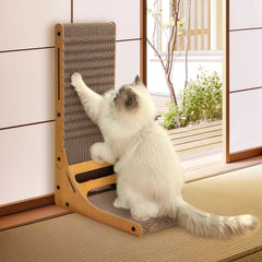 Hengda Katzen Kratzbrett L förmig Kratzpappe Kratzmatte Eckkratzbrett, 62 cm Hohe Katzenkratzbrett mit Ballspielzeug