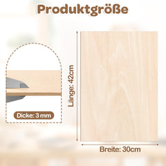 Hengda Sperrholzplatte, Sperrholz, A3/A4, 3mm, Linde holzplatte, für Modellbau, Laserschnit