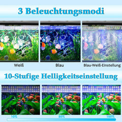 Hengda Aquarium LED Beleuchtung, 10W Aquarium Lampe,  einstellbare Helligkeit Aquariumbeleuchtung Weiß Blau Licht, für Süßwasser-Aquarien