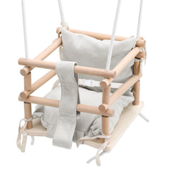 Hengda Babyschaukel, Kinderschaukel aus Holz, Höhenverstellbarer Schaukelsitz mit Polsterung, Tragkraft 50kg, Indoor Outdoor