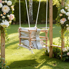 Hengda Babyschaukel, Kinderschaukel aus Holz, Höhenverstellbarer Schaukelsitz mit Polsterung, Tragkraft 50kg, Indoor Outdoor