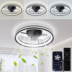 Hengda Deckenventilator Mit Beleuchtung Dimmbar Ventilator Ø50cm, Fernbedienung/APP-Steuerung, 6 Windstufen, Deckenleuchte mit Ventilator