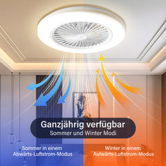 Hengda Deckenventilator mit RGB LED Beleuchtung, 6 Geschwindigkeiten,  Stufenloses Dimmen, φ49cm, Ventilator Lüfter Deckenlampe