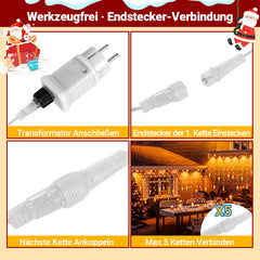 Hengda Eiszapfen Lichterkette, mit Fernbedienung, Außen, 8 Modi & Timer, Weihnachtsdeko