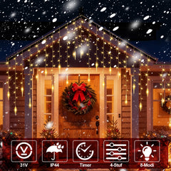 Hengda Eiszapfen Lichterkette, mit Fernbedienung, Außen, 8 Modi & Timer, Weihnachtsdeko