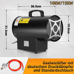 Hengda Gasheizgebläse Gasheizer inkl. Verbindungschlauch 10/15/30kW